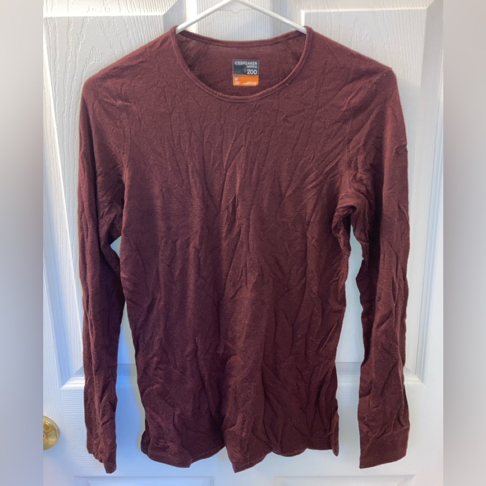 Icebreaker Shirt & Pant Set - Merino 200 Burgundy Top and Bottoms Size Medium